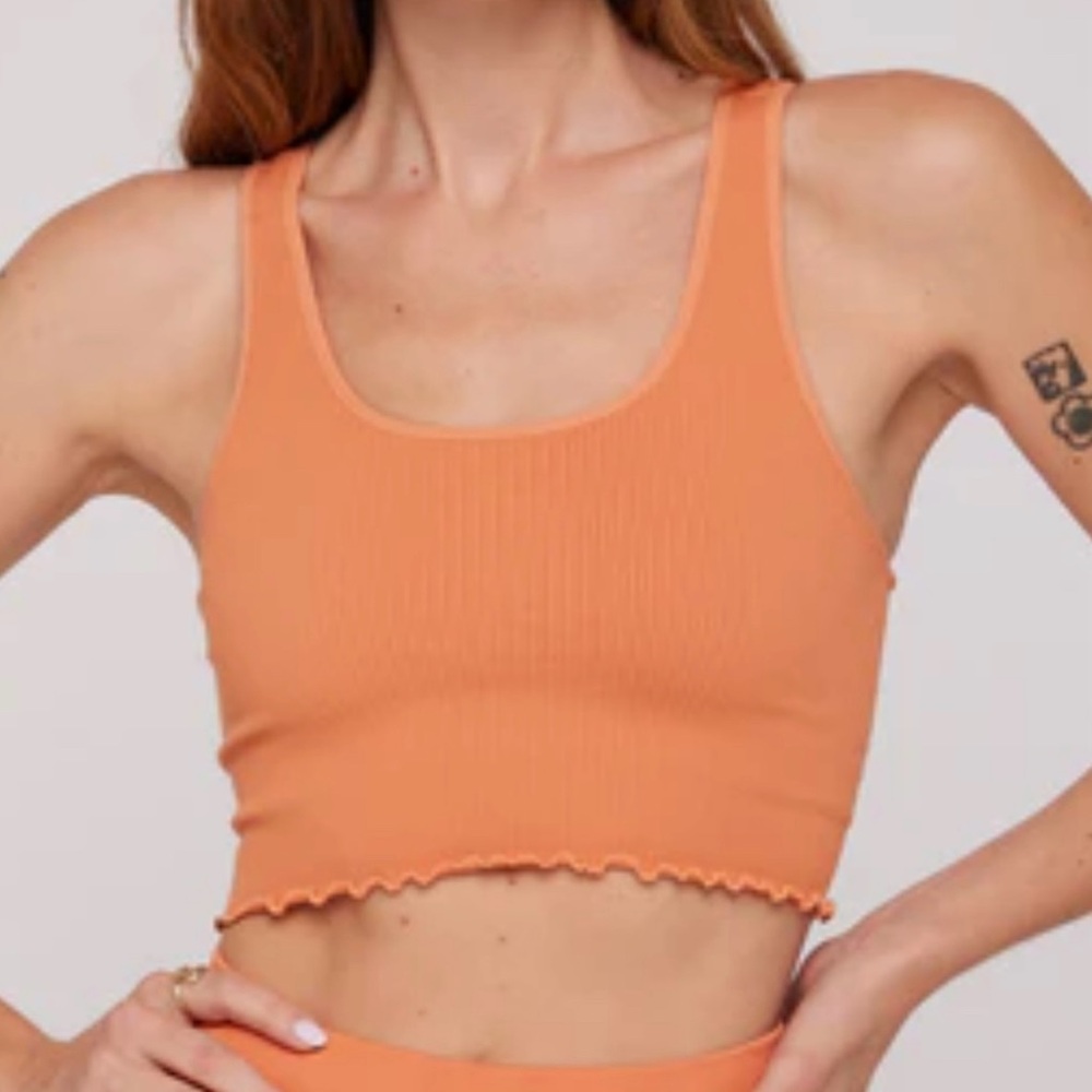Spiritual Gangster Hunger Action Amor Seamless Ribbed Crop Tank Top NWT